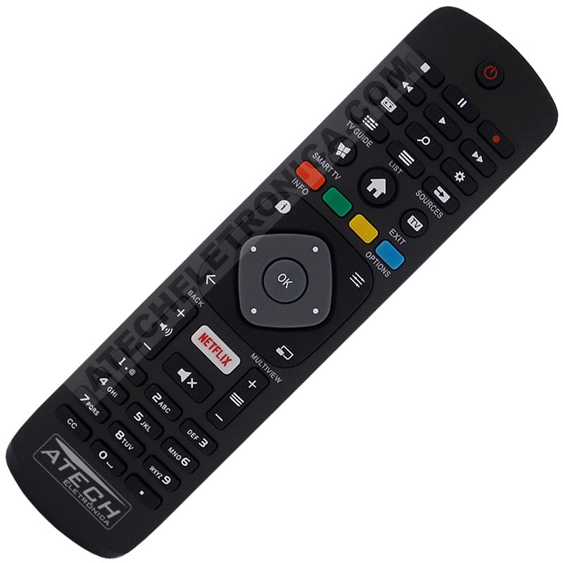 Controle Remoto TV Philips 32PHG5102 / 32PHG5813 / 43PFG5102 / 43PUG6102 / 50PUG6102 / 55PUG6102 (Smart TV)